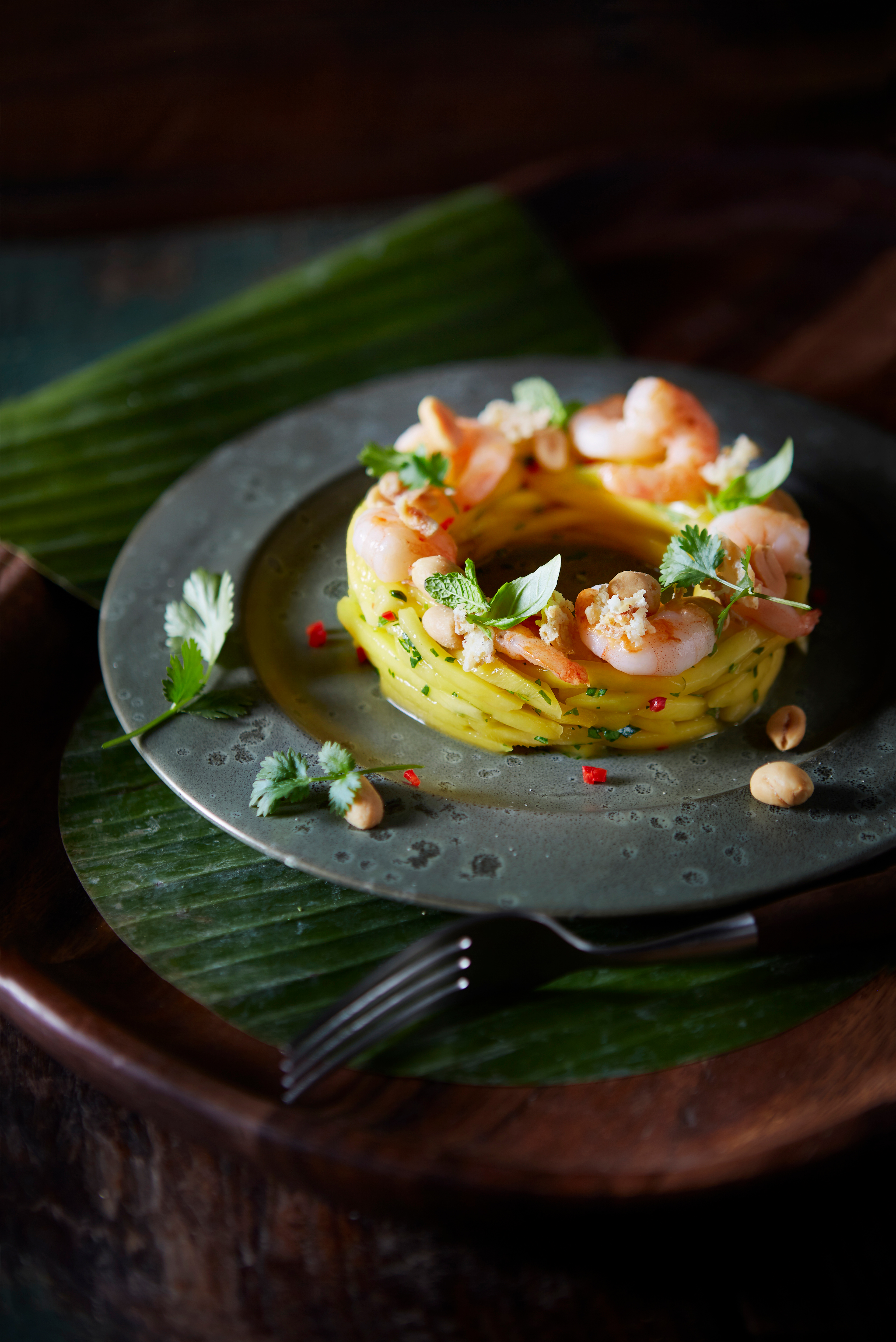 Groene-mangosalade met garnalen