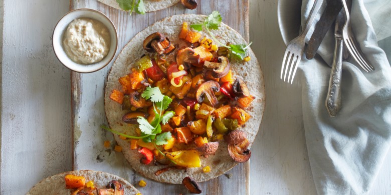 Veggie fajitas met limoensaus