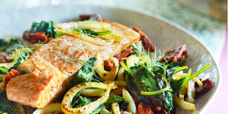 Zalm met venkel en spinazie 