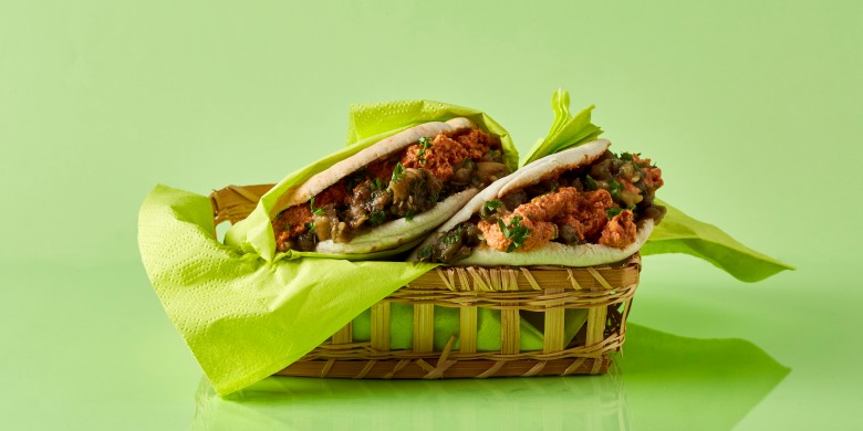 Baba ganoush-pita met paprikadip 