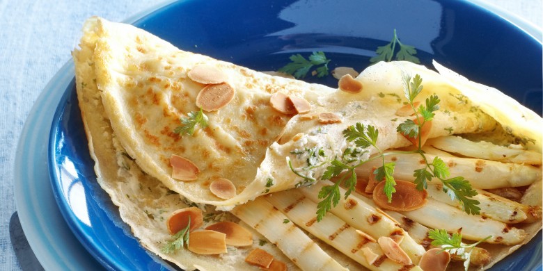 Flensje met geroosterde asperges