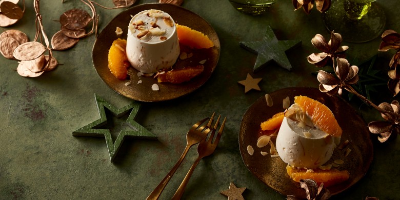 Amandel-semifreddo met sinaasappel