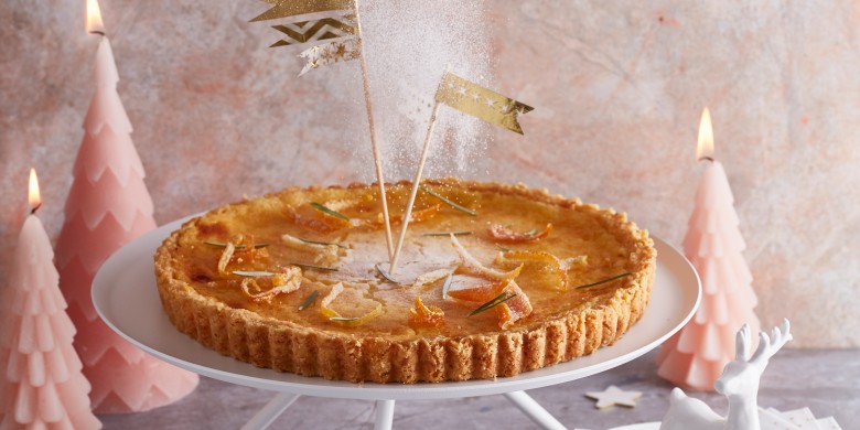 Citroentaart met rozemarijn en gekonfijte citrus