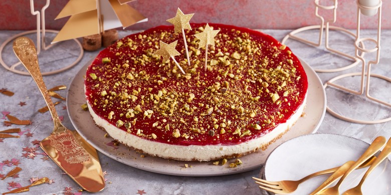 Vanille-cheesecake met cranberry