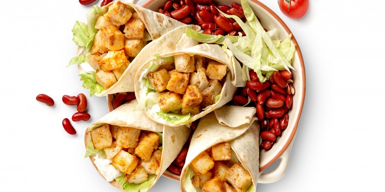 Wrap met kabeljauw, kidneybonen en tomatensalsa