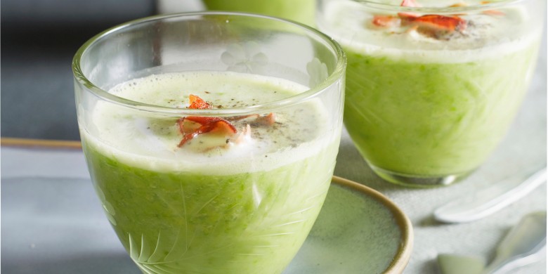 Doperwtensoepje met krokante bacon 