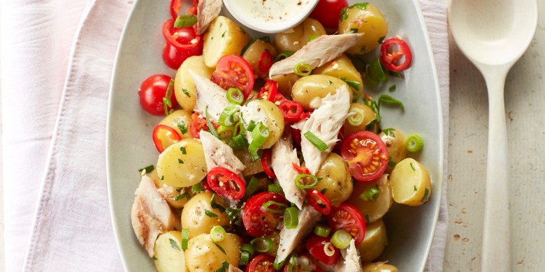 Pittige makreelsalade met krieltjes