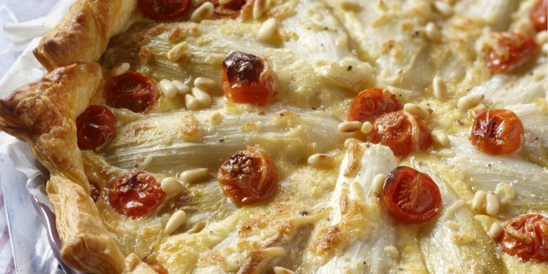 Witloftaart met kerstomaatjes