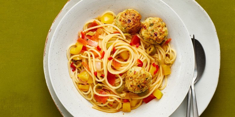 Spaghetti met tonijnballetjes