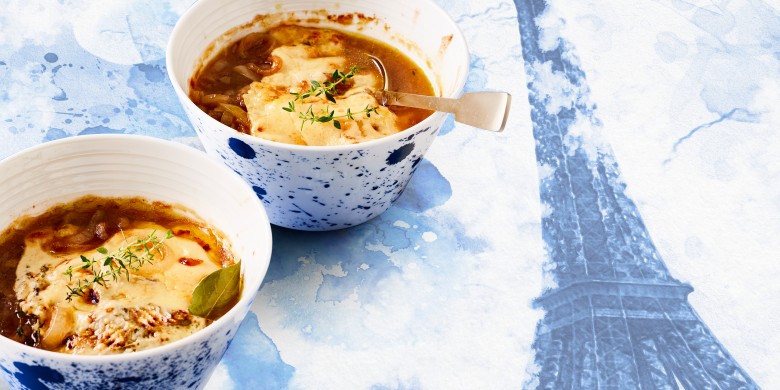 Franse uiensoep met gegratineerde kaas