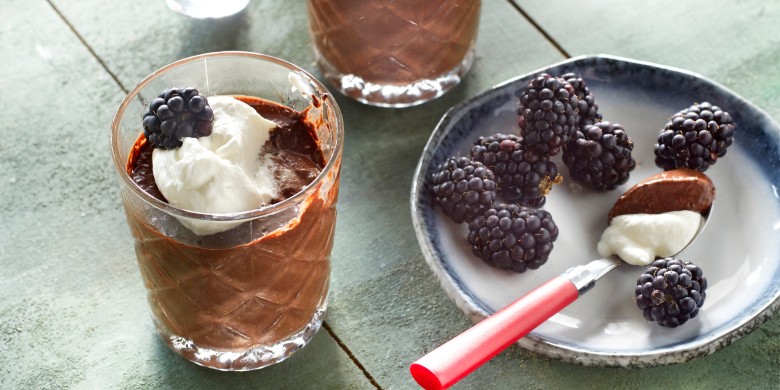 Chocolade-banaanmousse met kokos