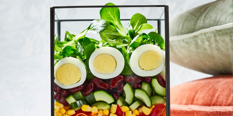 Stapelsalade met erwtjes