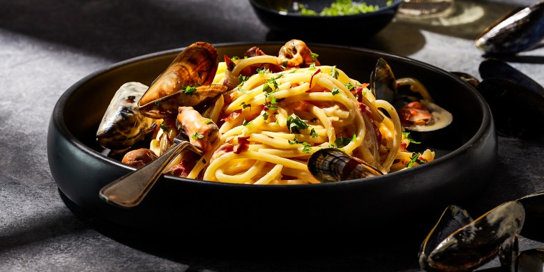 Spaghetti met romige mosselsaus