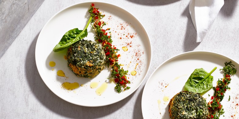 Spinazie-sformato met spicy gremolata