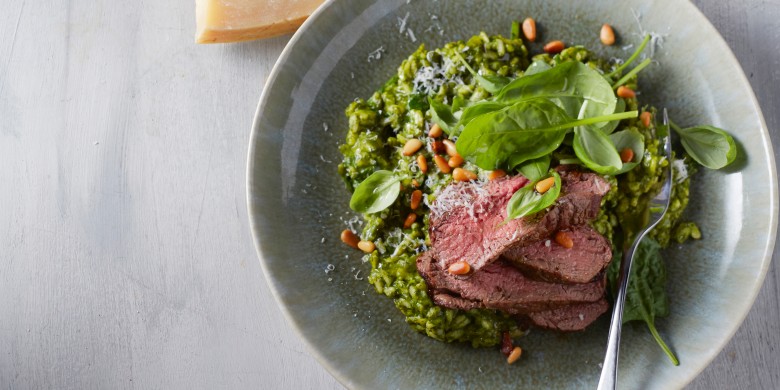 Risotto met spinazie en basilicum