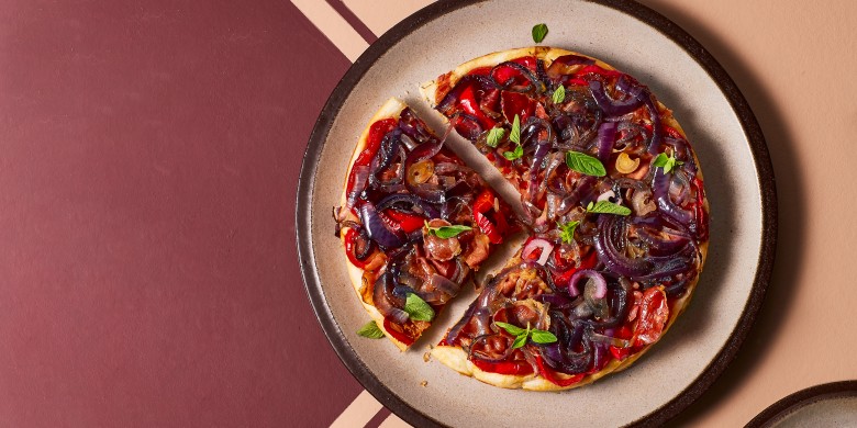 Omgekeerde taart met paprika en parmaham