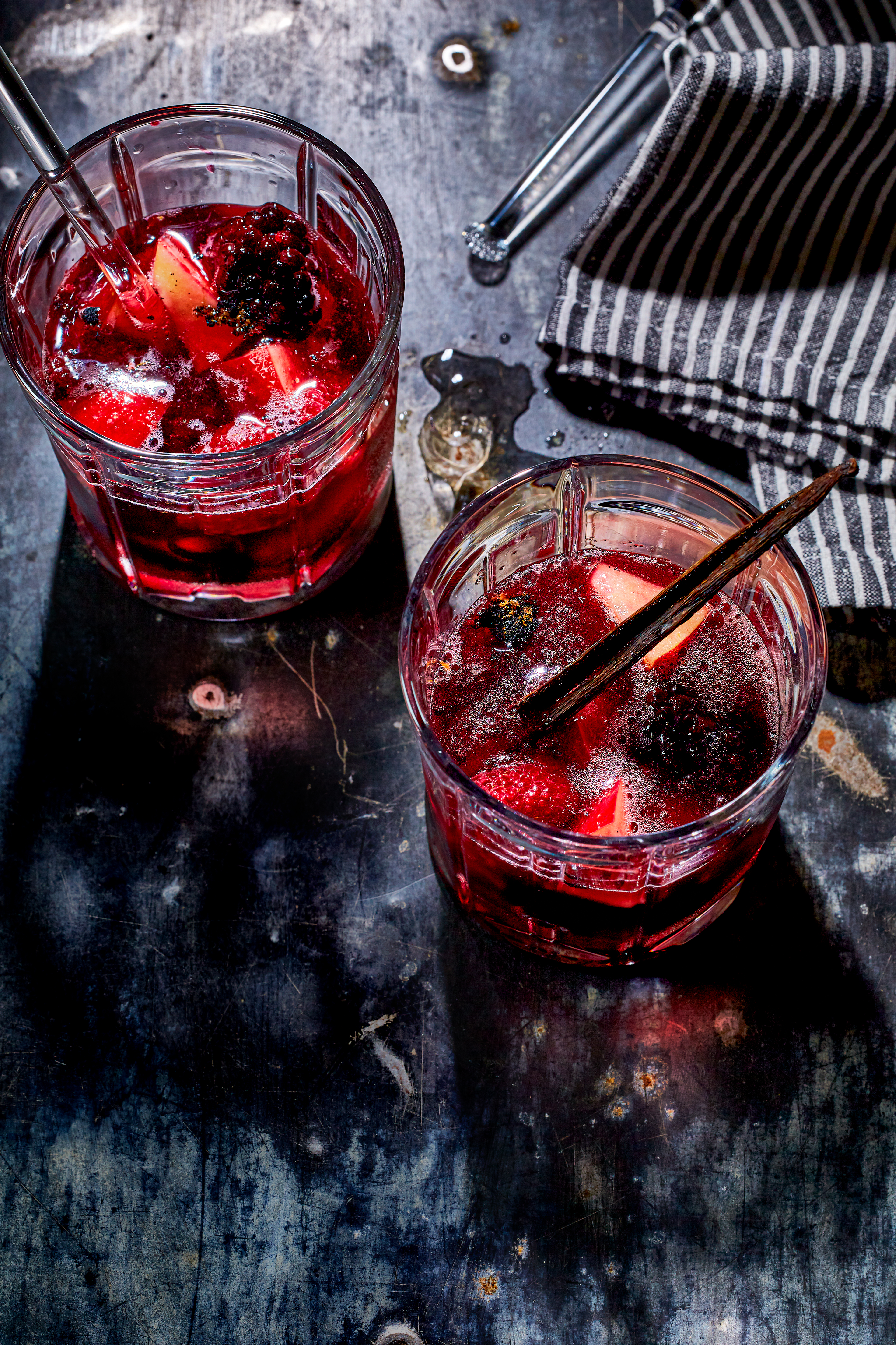 Bosvruchten-sangria met vanillle