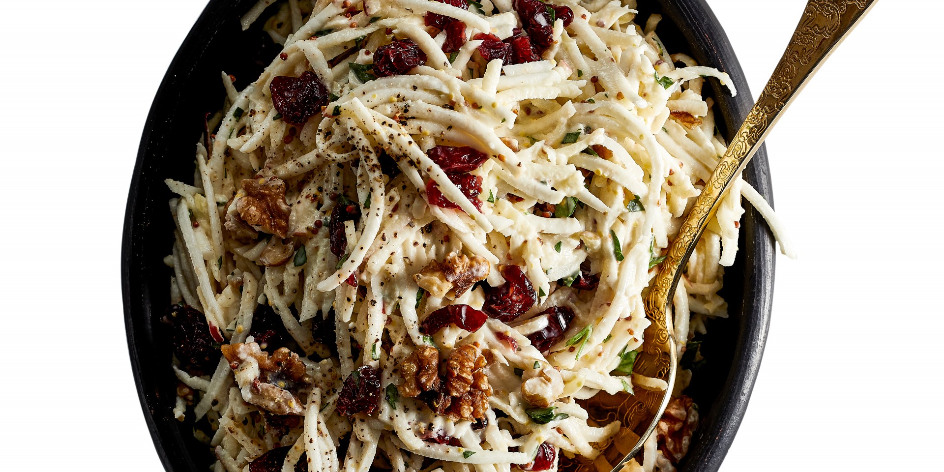 Knolselderijsalade met cranberry’s en walnoten