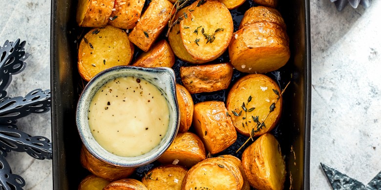 Fondant-aardappeltjes met truffelmayonaise