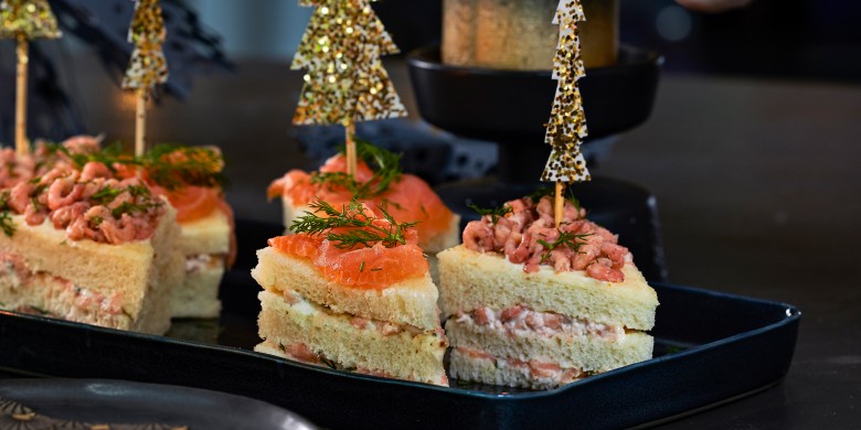 Triangel met zalm en garnalen
