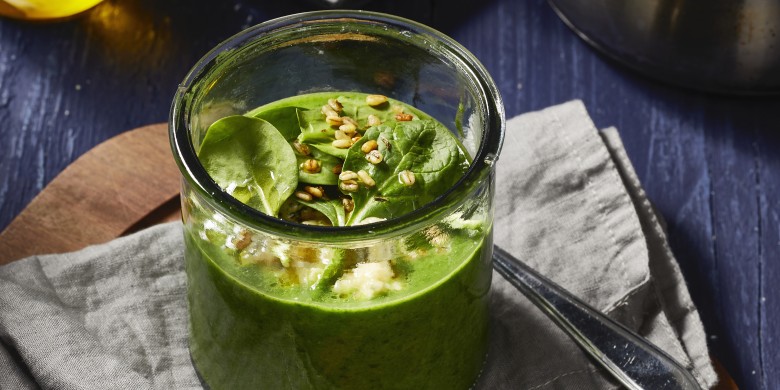 Chunky spinaziesoep met blauwe kaas