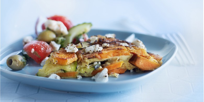 Frittata met zoete aardappel en courgette