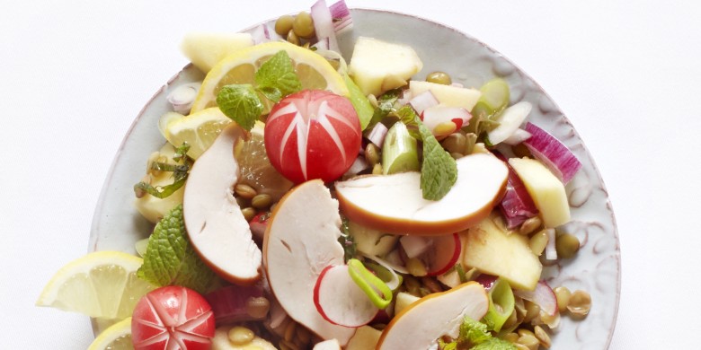 Linzensalade met appel en munt