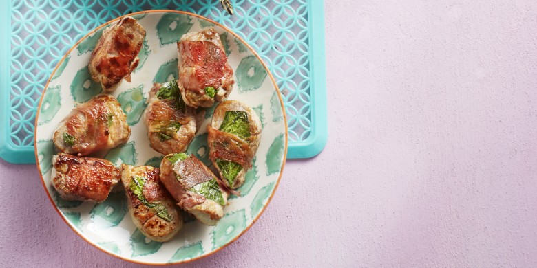 Varkenshaas met basilicum in parmaham