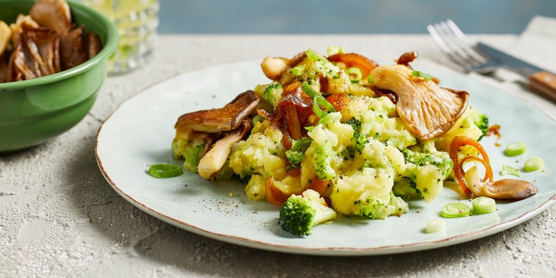 Broccolistamppot met oesterzwammen