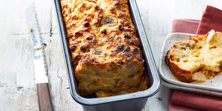 Budin de pan met banaan en kokos