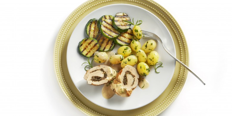 Provençaalse schnitzelrolletjes met peterseliekrieltjes
