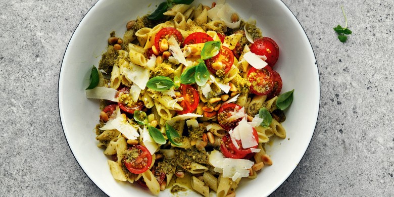 Mini Penne met Pesto en cherrytomaten