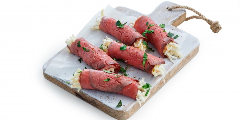 Rosbiefrolletjes met selderijsalade