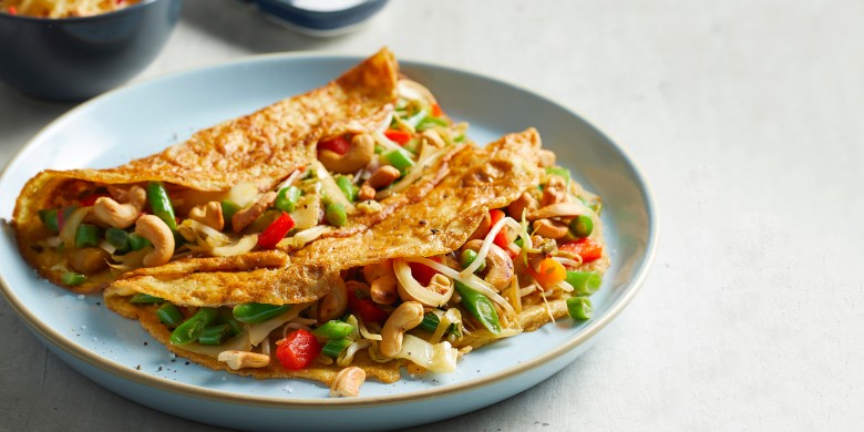 Vietnamese omelet met wokgroenten