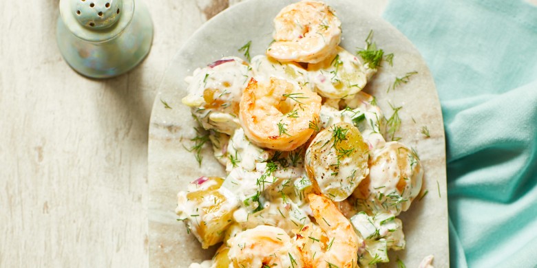 Garnalensalade met krieltjes en komkommer 