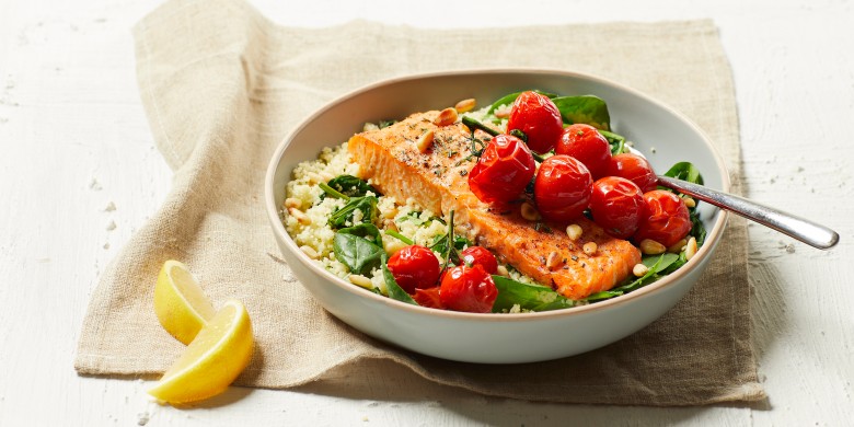 Zalmfilet met spinazie en couscous 