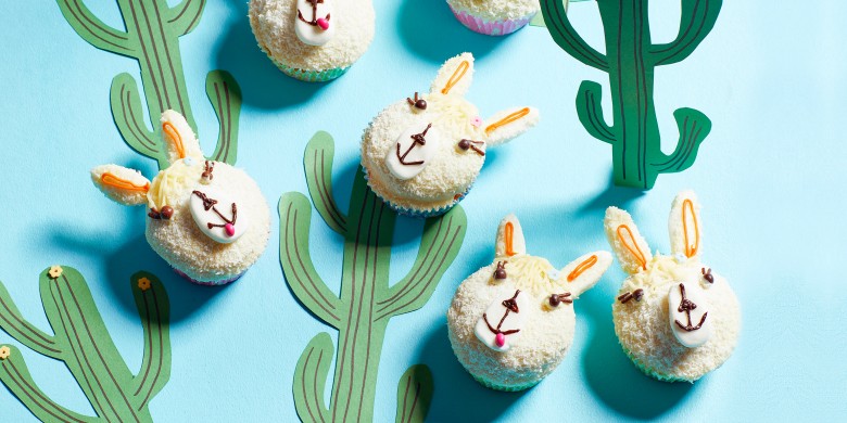 Lama-muffins met witte chocolade en kokos 