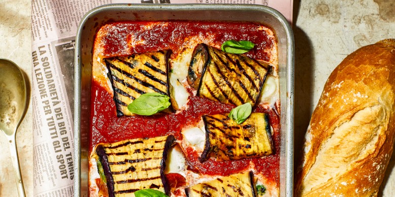 Aubergine-cannelloni met mozzarella 