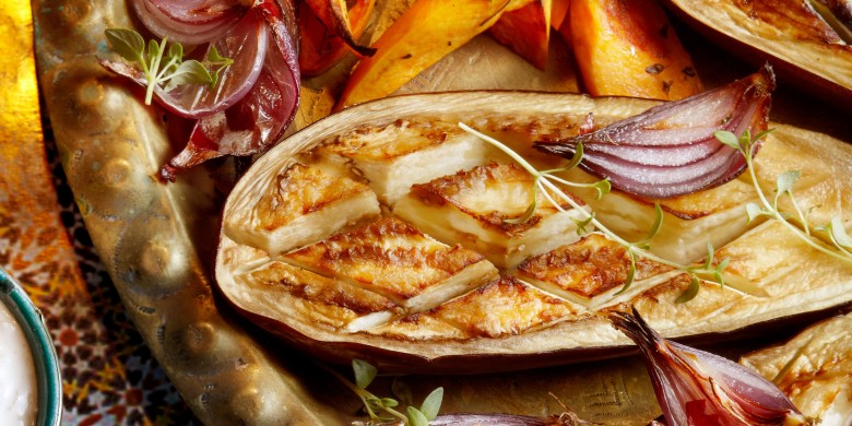 Geroosterde aubergine met köfte