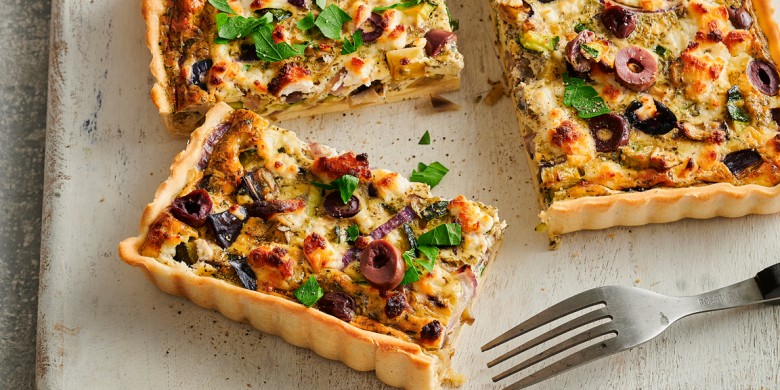 Mediterrane groentequiche met geitenkaas