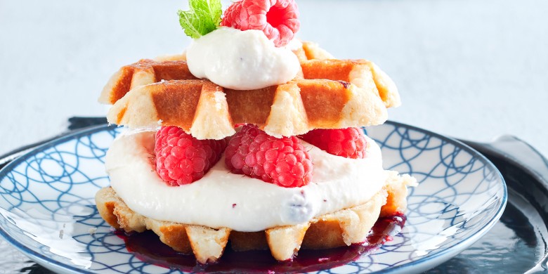 Frambozen-wafelsandwich