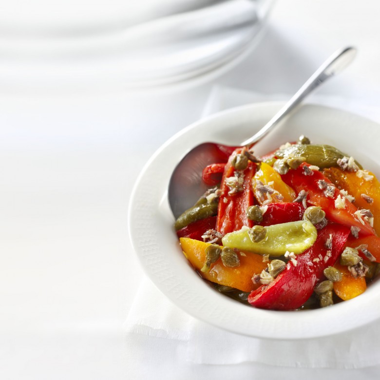 Geroosterde paprika met ansjovis en kappertjes