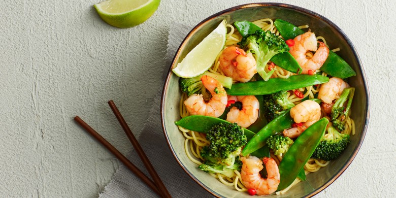 Zoete chiligarnalen met broccoli 