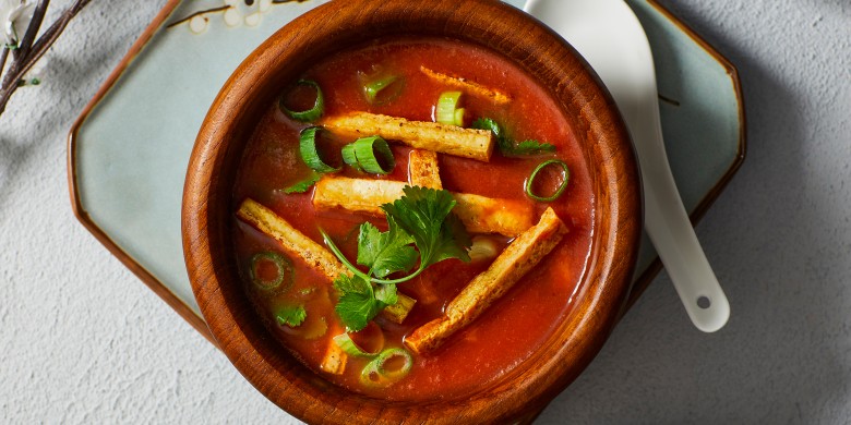 Chinese tomatensoep met tofu 