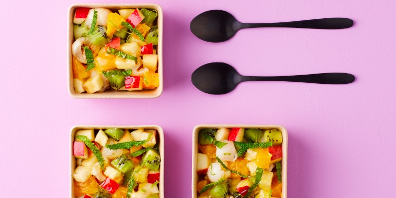 Aziatische fruitsalade met limoen en munt 