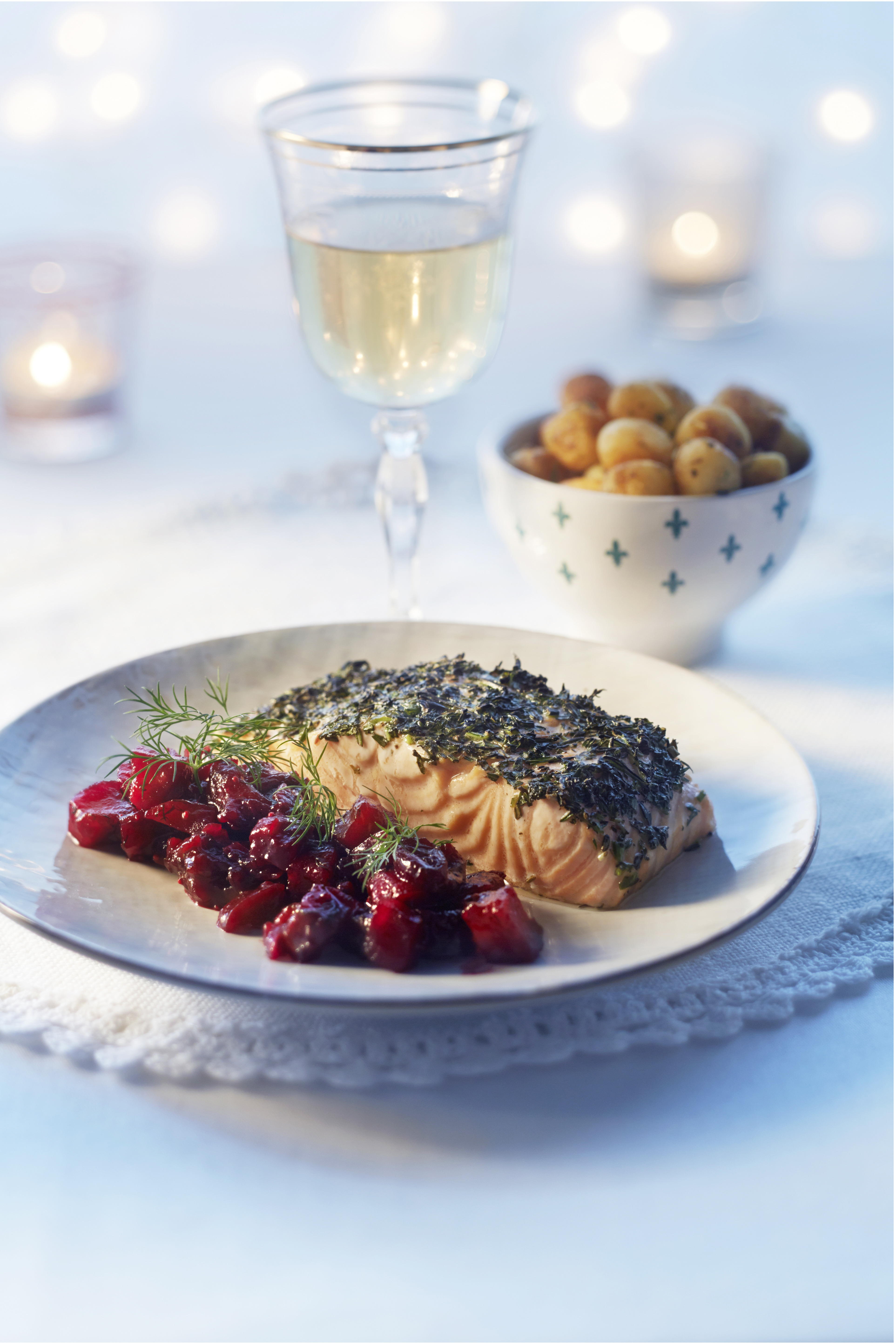 Geroosterde zalm met bietjes-cranberrychutney