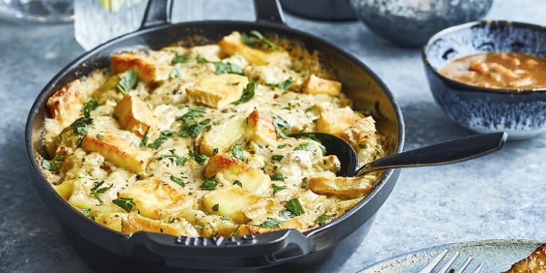 Aardappelgratin met Vlaamse karbonade en wokgroente