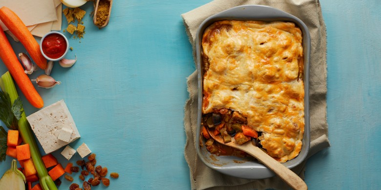Pot pie met tofu en pompoen 