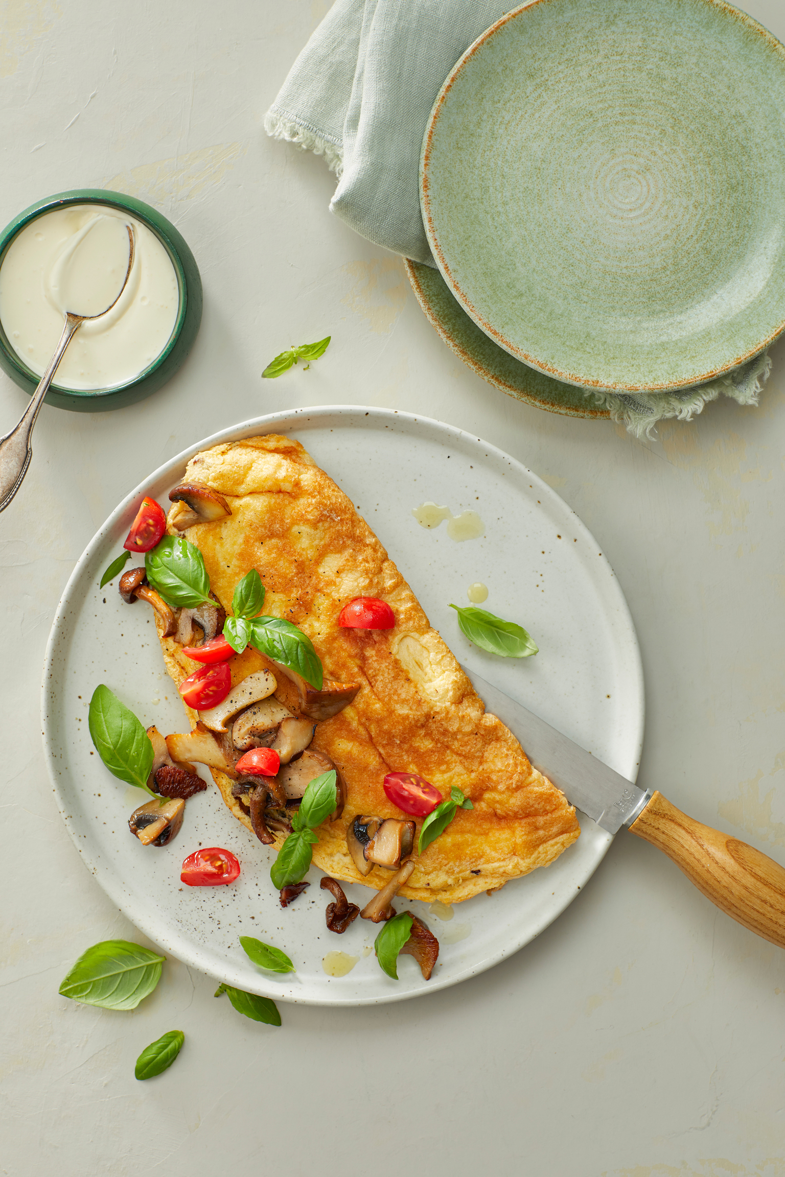 Soufflé-omelet met paddenstoelen