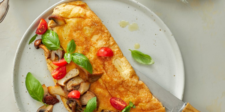 Soufflé-omelet met paddenstoelen 
